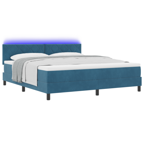 vidaXL Boxspringbed met matras en LED fluweel donkerblauw 180x200 cm afbeelding3 - 1