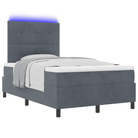 vidaXL Boxspringbed met matras en LED fluweel donkergrijs 120x190 cm afbeelding3 - 1