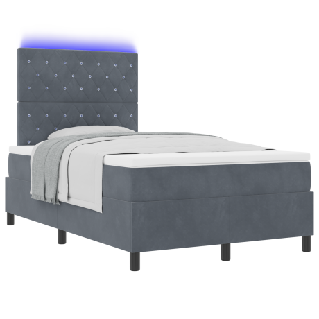 vidaXL Boxspringbed met matras en LED fluweel donkergrijs 120x200 cm afbeelding3 - 1