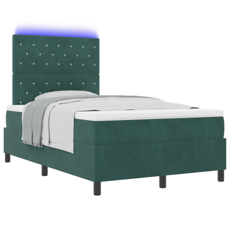 vidaXL Boxspringbed met matras en LED fluweel donkergroen 120x200 cm afbeelding3 - 1