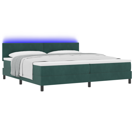 vidaXL Boxspringbed met matras en LED fluweel donkergroen 200x200 cm afbeelding3 - 1