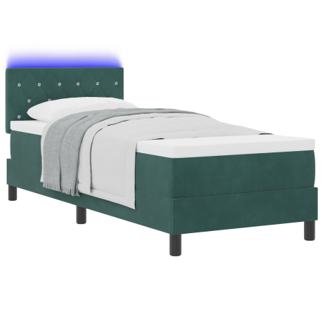 vidaXL Boxspringbed met matras en LED fluweel donkergroen 80x200 cm afbeelding3 - 1
