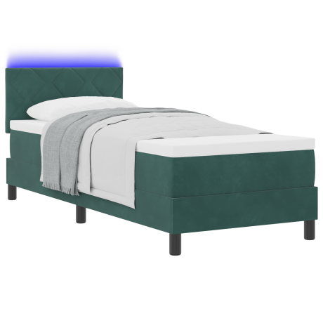 vidaXL Boxspringbed met matras en LED fluweel donkergroen 80x200 cm afbeelding3 - 1