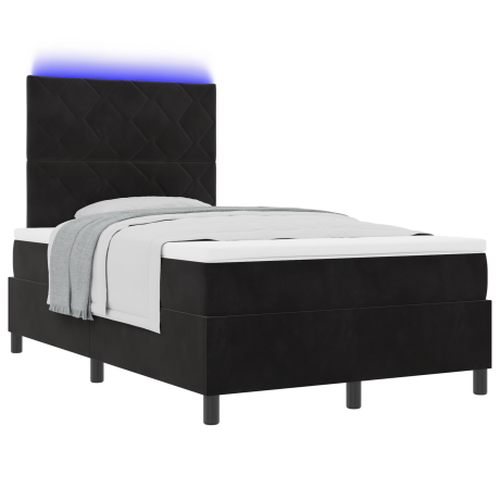 vidaXL Boxspringbed met matras en LED fluweel zwart 120x190 cm afbeelding3 - 1
