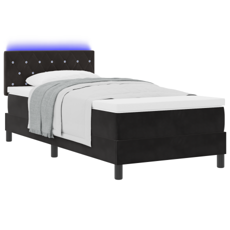 vidaXL LED Box Spring Bed met matras met LED Zwart 90 x 190 cm Fluweel afbeelding3 - 1