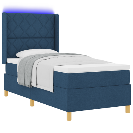 vidaXL Boxspringbed met matras en LED stof blauw 100x200 cm afbeelding3 - 1