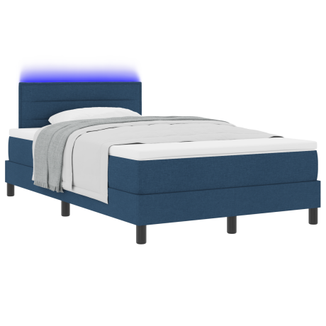vidaXL Boxspring bed met matras met LED Blauw 120 x 200 cm Stof afbeelding3 - 1