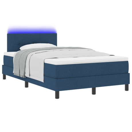 vidaXL Boxspring bed met matras met LED Blauw 120 x 200 cm Stof afbeelding3 - 1