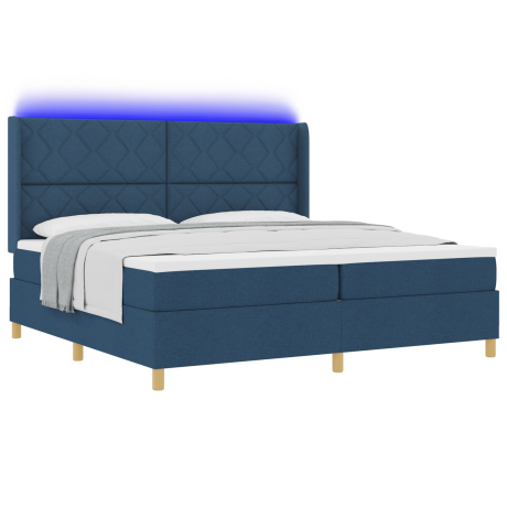 vidaXL Boxspringbed met matras en LED stof blauw 200x200 cm afbeelding3 - 1