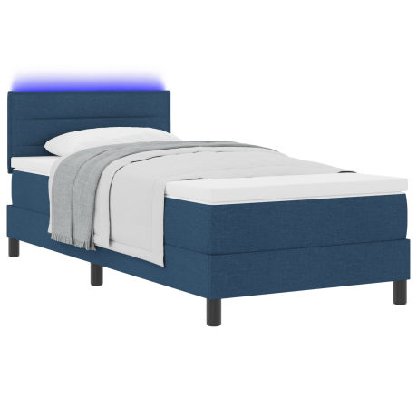 vidaXL Boxspringbed met matras en LED stof blauw 90x190 cm afbeelding3 - 1