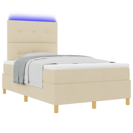 vidaXL Boxspringbed met matras en LED stof crèmekleurig 120x200 cm afbeelding3 - 1