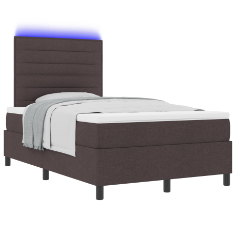 vidaXL Boxspring bed met matras met LED Donkerbruin 120 x 200 cm Stof afbeelding3 - 1
