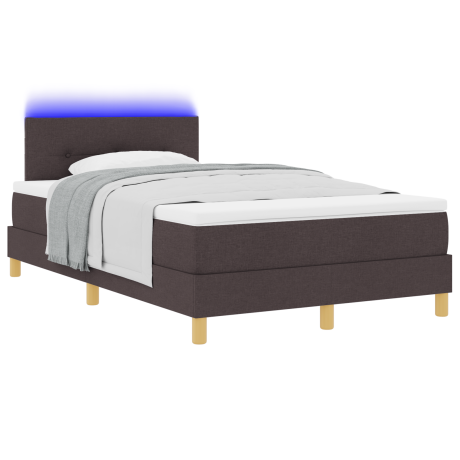 vidaXL Boxspringbed met matras en LED stof donkerbruin 120x200 cm afbeelding3 - 1