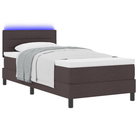 vidaXL Boxspring bed met matras met LED Donkerbruin 90 x 200 cm Stof afbeelding3 - 1