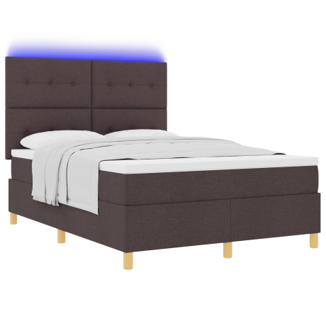 vidaXL Boxspringbed met matras en LED stof donkerbruin140x190 cm afbeelding3 - 1
