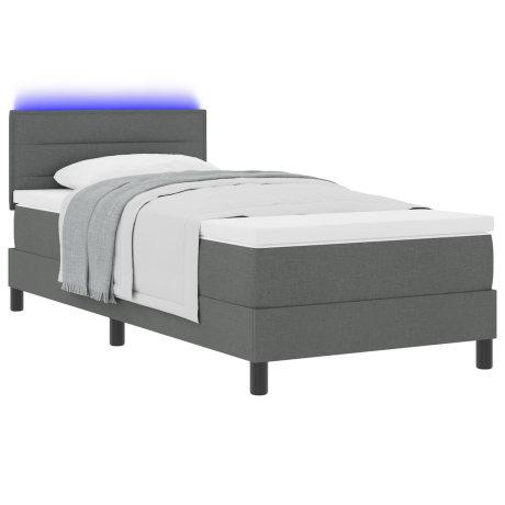 vidaXL Boxspring bed met matras met LED Donkergrijs 100 x 200 cm Stof afbeelding3 - 1