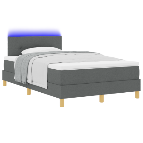 vidaXL Boxspringbed met matras en LED stof donkergrijs 120x200 cm afbeelding3 - 1