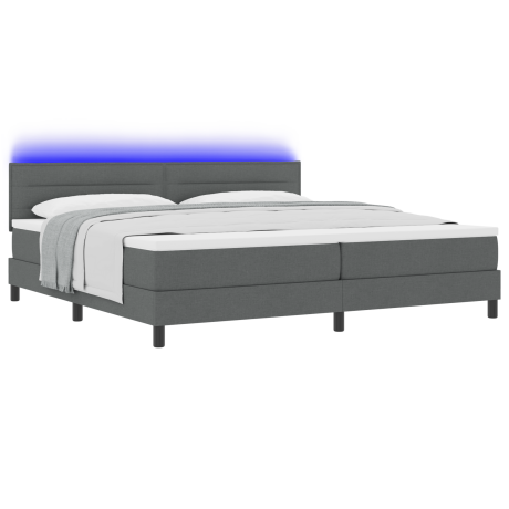vidaXL Boxspring bed met matras met LED Donkergrijs 200 x 200 cm Stof afbeelding3 - 1
