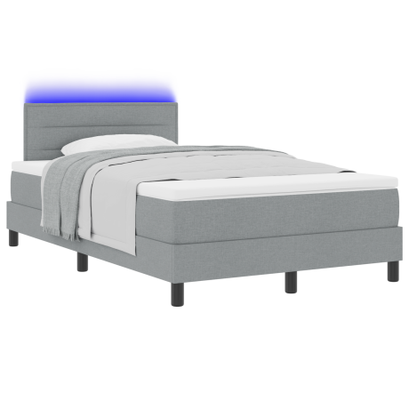 vidaXL Boxspringbed met matras en LED stof lichtgrijs 120x200 cm afbeelding3 - 1