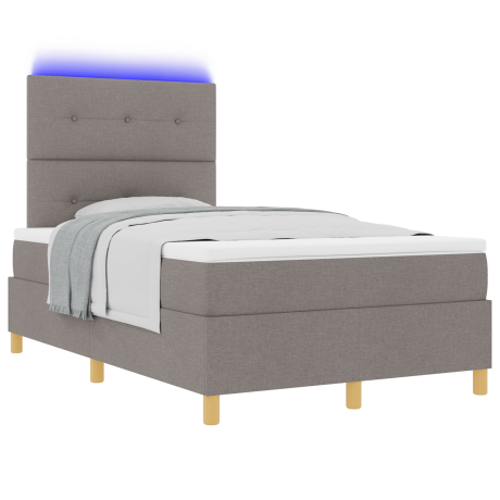 vidaXL Boxspringbed met matras en LED stof taupe 120x200 cm afbeelding3 - 1