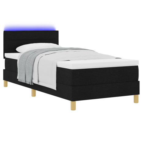 vidaXL LED Box Spring Bed met hoofdeinde Zwart 100 x 200 cm Stof afbeelding3 - 1