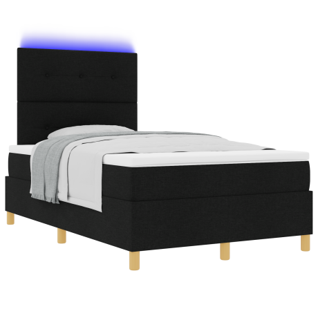 vidaXL Boxspringbed met matras en LED stof zwart 120x200 cm afbeelding3 - 1
