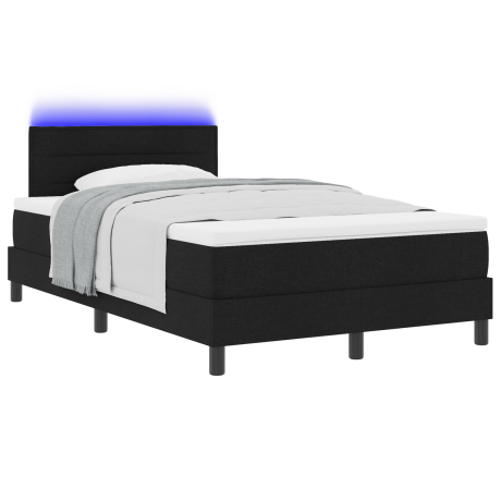 vidaXL Boxspring bed met matras met LED Zwart 120 x 200 cm Stof afbeelding3 - 1