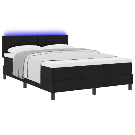 vidaXL Boxspringbed met matras en LED stof zwart 140x190 cm afbeelding3 - 1
