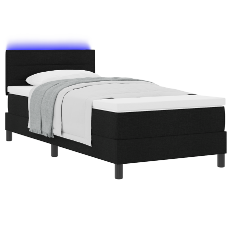 vidaXL Boxspring bed met matras met LED Zwart 90 x 190 cm Stof afbeelding3 - 1