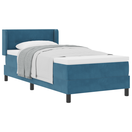 vidaXL Boxspringbed met matras fluweel donkerblauw 90x190 cm afbeelding3 - 1
