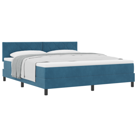 vidaXL Boxspringbed met matras fluweel donkerblauw Super King afbeelding3 - 1