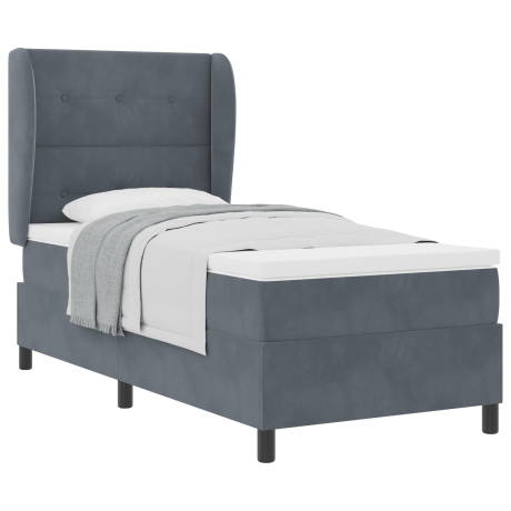 vidaXL Boxspringbed met matras Donkergrijs 200 x 100 cm Fluweel afbeelding3 - 1