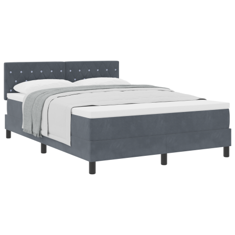 vidaXL Boxspringbed met matras Donkergrijs 140 x 200 cm Fluweel afbeelding3 - 1