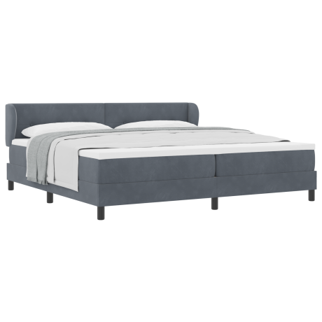 vidaXL Boxspringbed met matras Donkergrijs 200 x 200 cm Fluweel afbeelding3 - 1