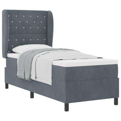 vidaXL Boxspringbed met matras Donkergrijs 200 x 80 cm Fluweel afbeelding3 - 1
