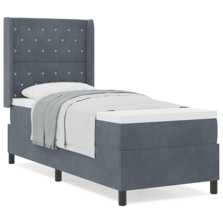 vidaXL Boxspringbed met matras Donkergrijs 80 x 200 cm Fluweel afbeelding3 - 1