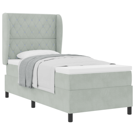 vidaXL Boxspringbed met matras Lichtgrijs 200 x 100 cm Fluweel afbeelding3 - 1