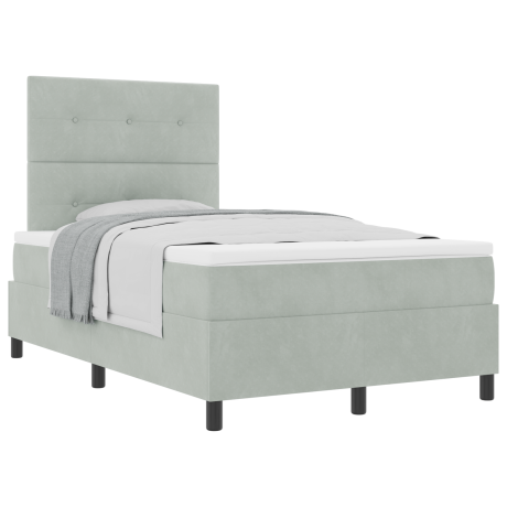 vidaXL Boxspringbed met matras Lichtgrijs 120 x 200 cm Fluweel afbeelding3 - 1