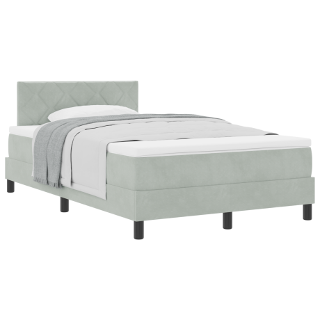 vidaXL Boxspringbed met matras fluweel lichtgrijs 120x200 cm afbeelding3 - 1