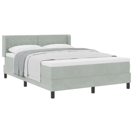 vidaXL Boxspringbed met hoofdeinde Lichtgrijs 200 x 160 cm Fluweel afbeelding3 - 1