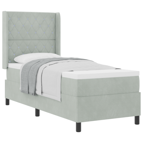 vidaXL Boxspringbed met matras Lichtgrijs 80 x 200 cm Fluweel afbeelding3 - 1
