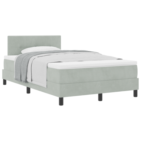 vidaXL Boxspringbed met matras Lichtgrijs 120 x 190 cm Fluweel afbeelding3 - 1