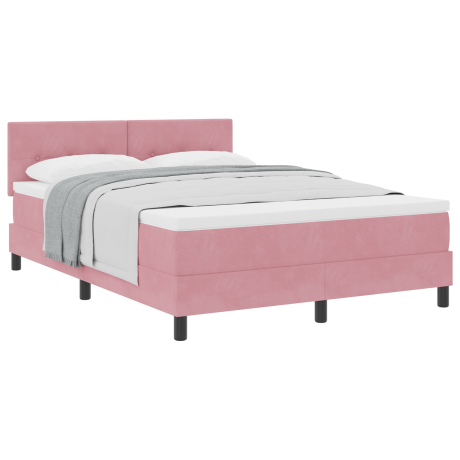 vidaXL Boxspringbed met matras fluweel roze 160x200 cm afbeelding3 - 1