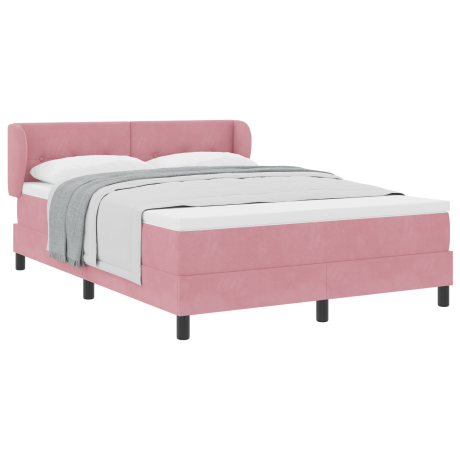 vidaXL Boxspringbed met matras fluweel roze 160x200 cm afbeelding3 - 1