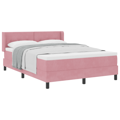vidaXL Boxspringbed met matras fluweel roze 160x200 cm afbeelding3 - 1