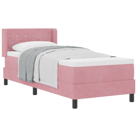 vidaXL Boxspringbed met matras fluweel roze 80x200 cm afbeelding3 - 1