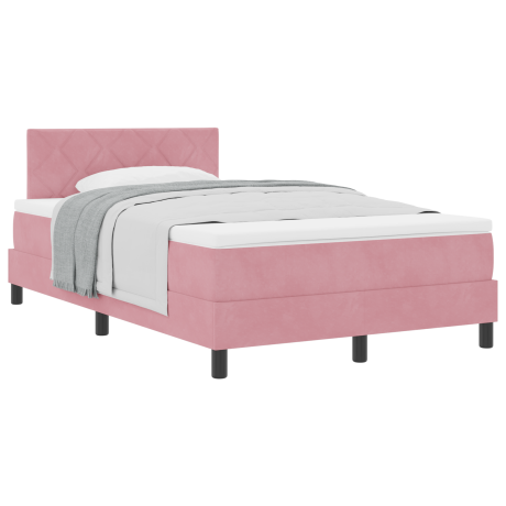 vidaXL Boxspringbed met matras fluweel roze Small Double afbeelding3 - 1