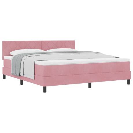 vidaXL Boxspringbed met matras fluweel roze Super King afbeelding3 - 1