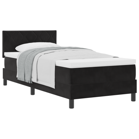 vidaXL Boxspringbed met matras Zwart 90 x 200 cm Fluweel afbeelding3 - 1