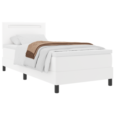 vidaXL Boxspringbed met matras Wit 100 x 200 cm Kunstleer afbeelding3 - 1